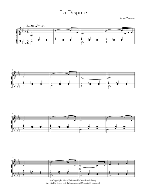 La dispute - Yann Tiersen (Piano Solo)