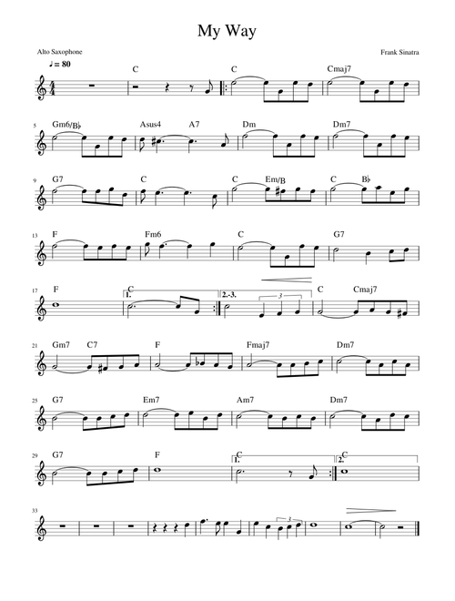 My Way - Frank Sinatra - Alto Saxophone