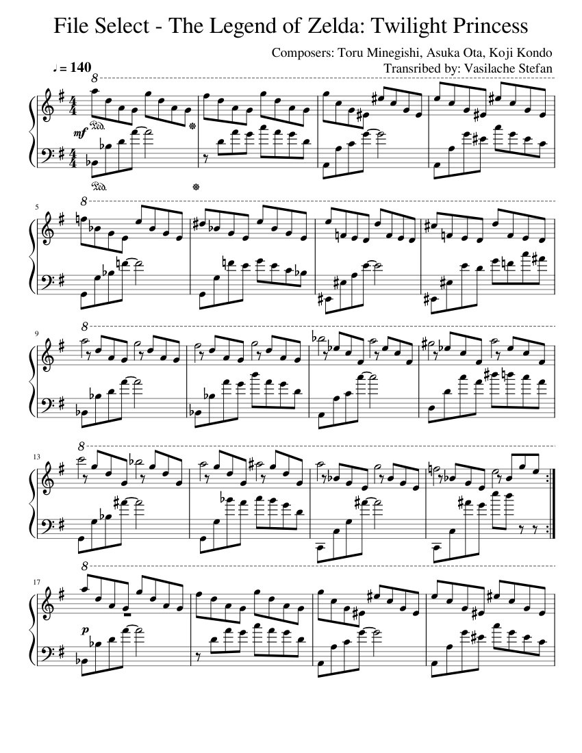 File Select - The Legend of Zelda: Twilight Princess Sheet Music