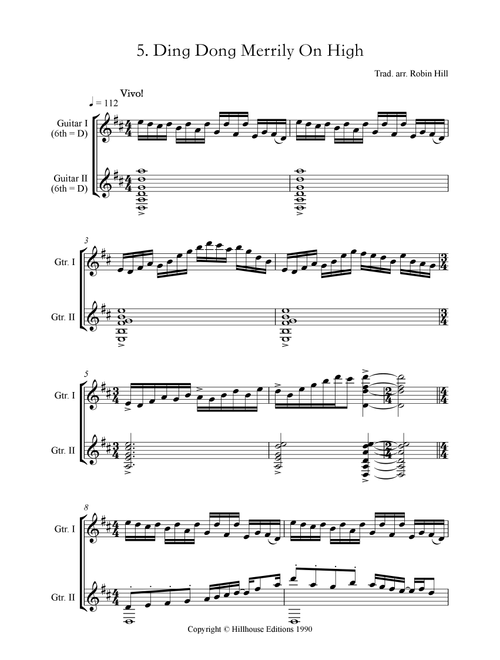 Ding Dong Merrily on High (arranged for two guitars) (Arr. Robin Hill) - Traditional (Instrumental Duet)