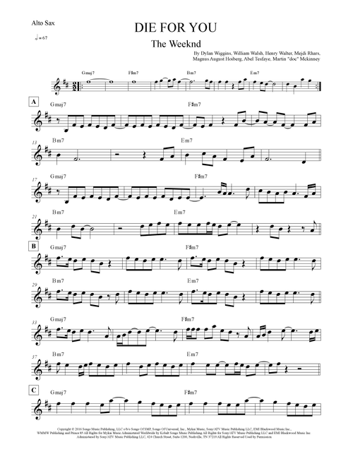Die For You (Arr. Leo Silva) - The Weeknd (Alto Sax Solo)