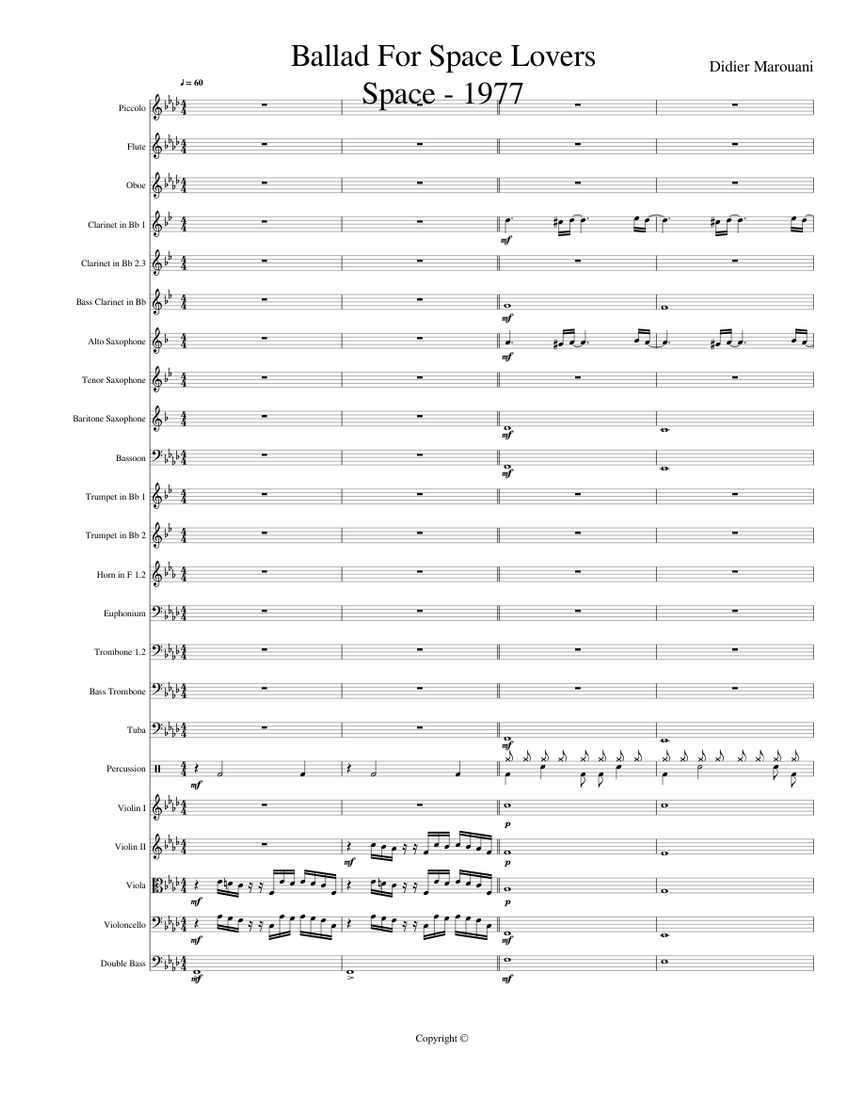 Spaceway Ballads Ballad For Space Lovers - Score Sheet music for Trombone, Tuba, Flute ...