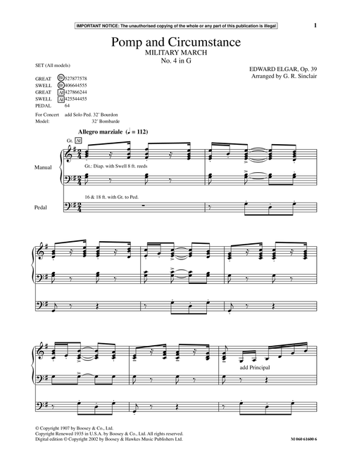 Pomp And Circumstance (Military March No. 4 In G) (Arr. G. R. Sinclair) - Edward Elgar, G R Sinclair (Organ)