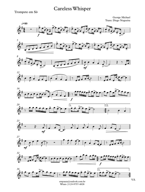 Careless Whisper (Arr. Careless Whisper Solo trumpet) - Gabrielle Aplin (Trumpet Solo)