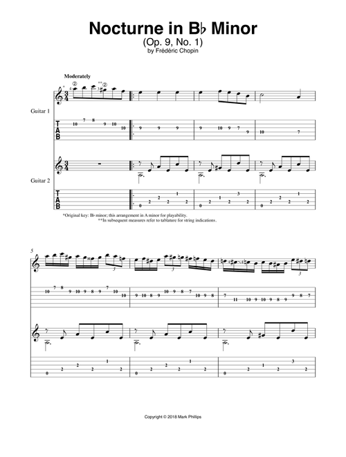 Nocturne in B-flat Minor (Op. 9, No. 1) (Arr. Mark Phillips) - Frédéric Chopin (Instrumental Duet)