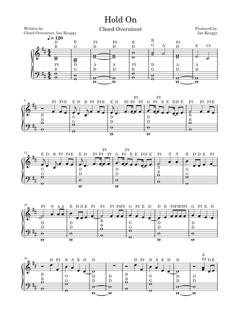 Hold on – Chord Overstreet Solo-Piano Beginner
