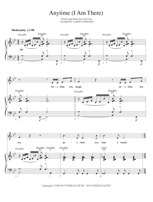Anytime (Arr. Lyndell Leatherman) - Neil Finn (Piano Vocal)