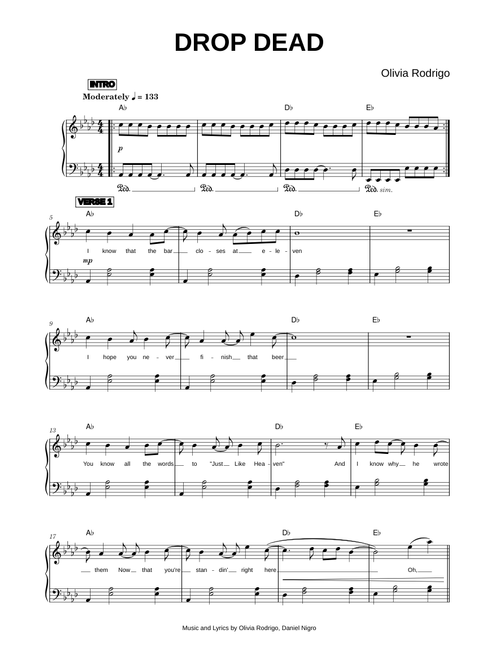 Drop dead - Olivia Rodrigo (Piano)