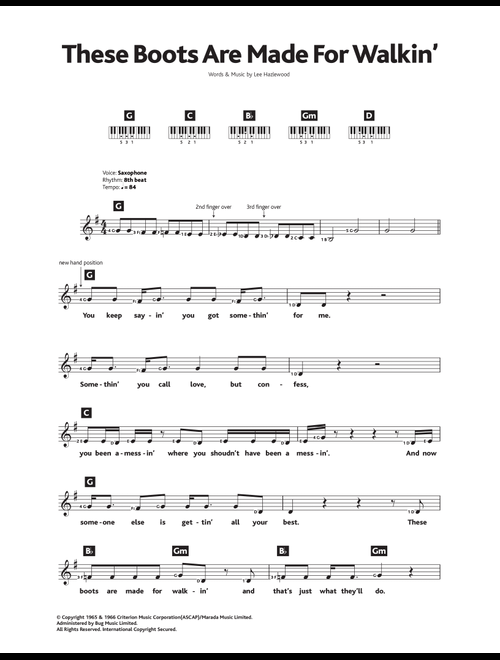 These Boots Are Made For Walking - Nancy Sinatra (Piano Chords-Lyrics)