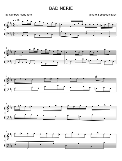 BADINERIE - Rainbow Piano Tuto