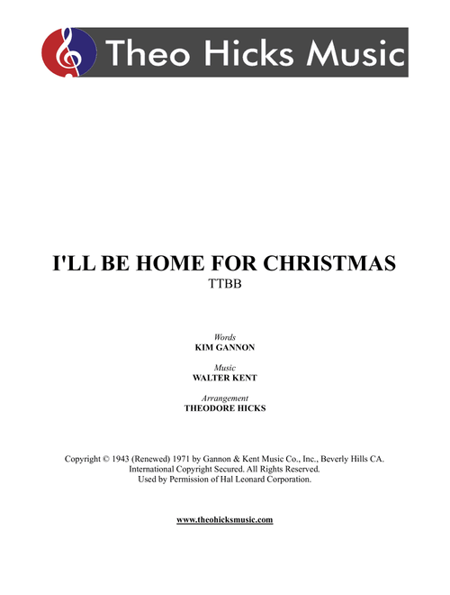 I'll Be Home For Christmas (Arr. Theodore Hicks) - Rascal Flatts (Choral, TTBB)