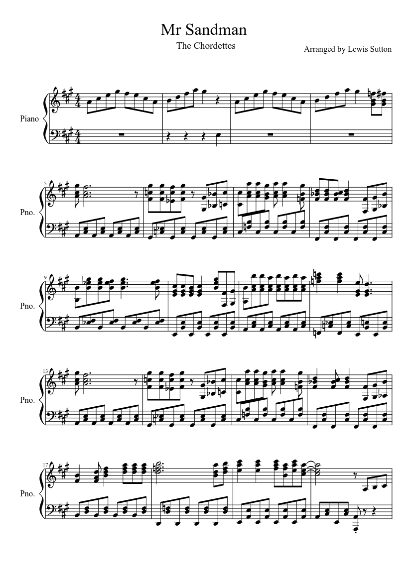Mr Sandman (The Sheet music for Piano (Solo)