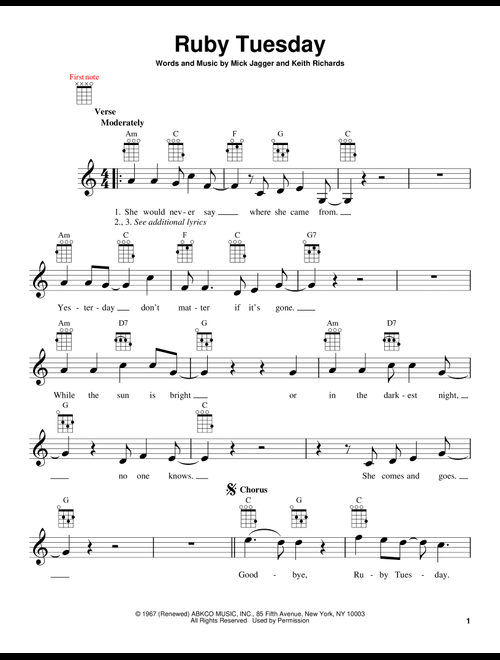 Ruby Tuesday - The Rolling Stones (Ukulele)