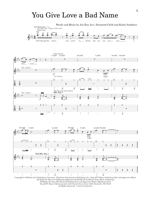 You Give Love A Bad Name - Bon Jovi, Desmond Child (Guitar Tab)