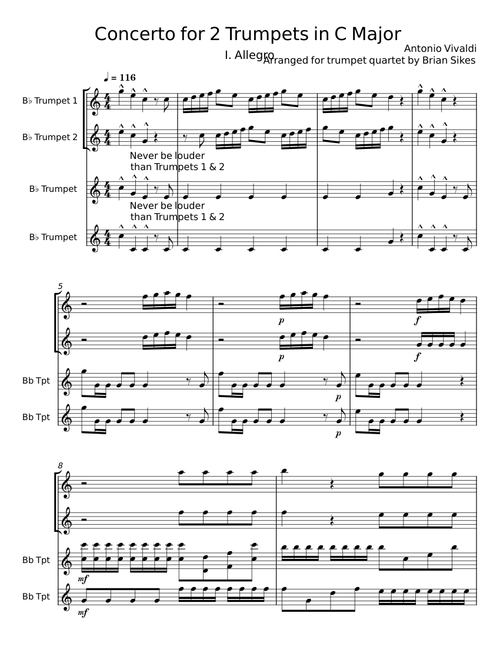Concerto for 2 Trumpets in C major, RV 537 - Antonio Vivaldi