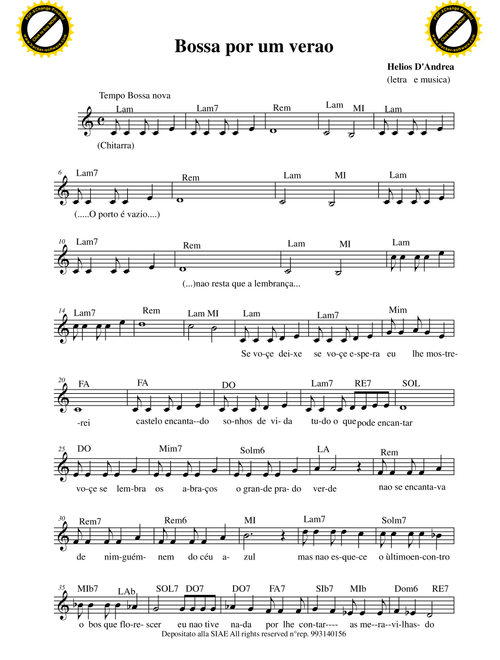 Bossa por um verao - Helios D'Andrea (Vocal Solo)