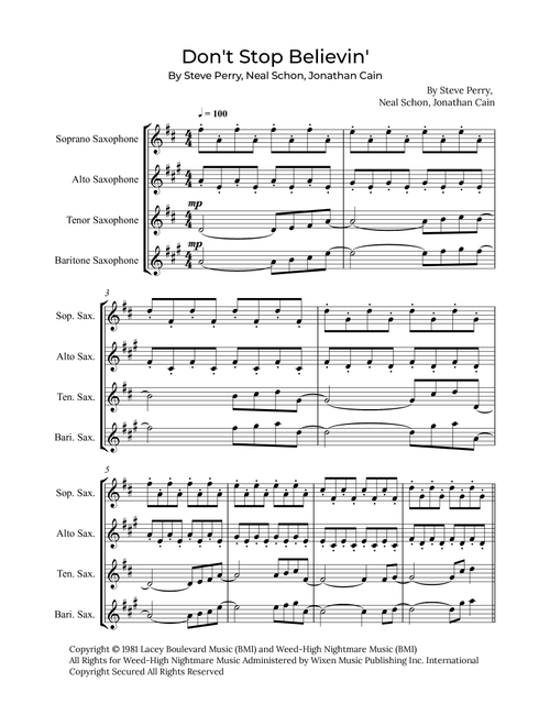 Don't Stop Believin' (Arr. Alex Nunes Rodrigues) - Journey (Woodwind Ensemble)