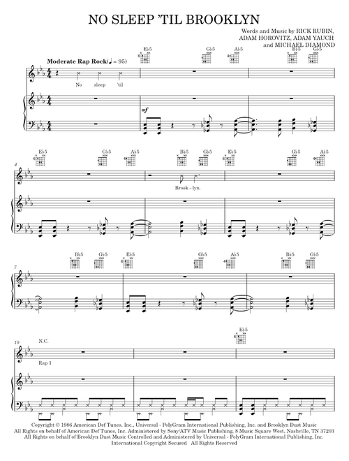 No sleep till brooklyn - Beastie Boys (Piano-Vocal-Guitar)