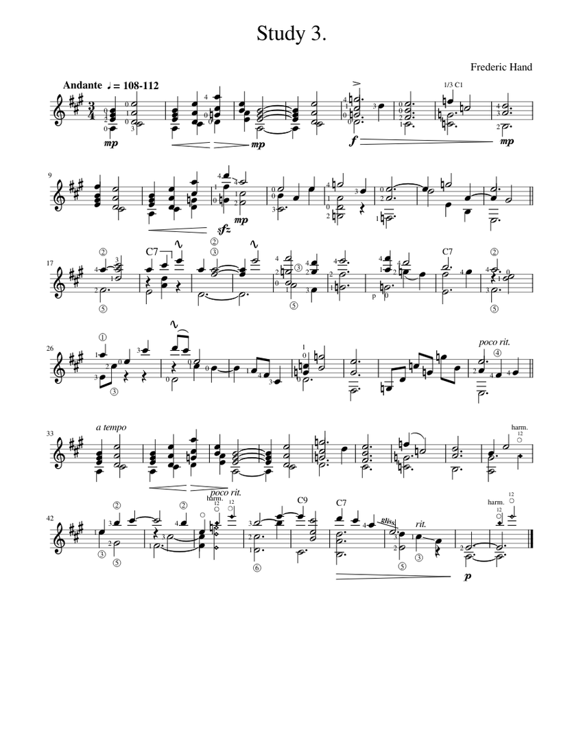 Study 3 Sheet music for Piano (Solo) Easy | Musescore.com
