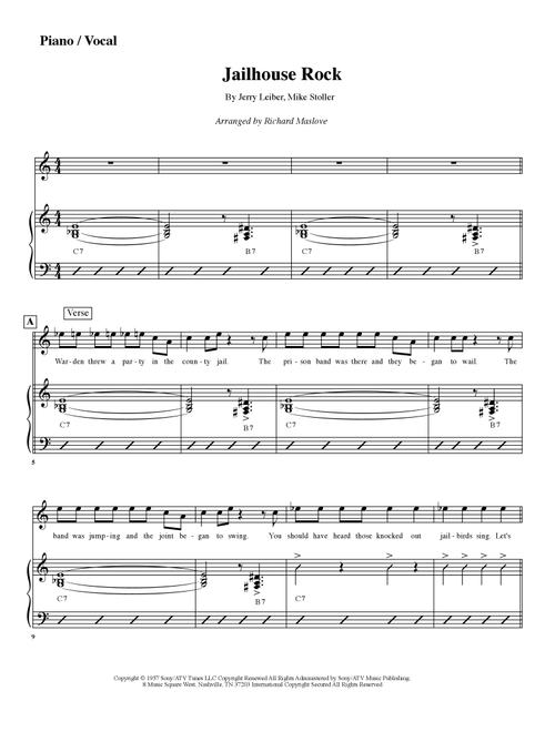 Jailhouse Rock (Arr. Richard Maslove) - Elvis Presley (Large Ensemble)