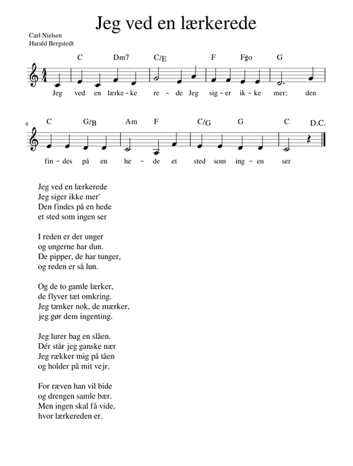 Jeg ved en lærkerede - Carl Nielsen/Harald Bergstedt
