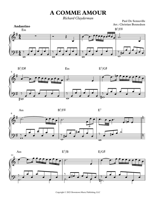 A Comme Amour (Arr. Christian Bennedsen) - Brenner Eve (Piano Solo)
