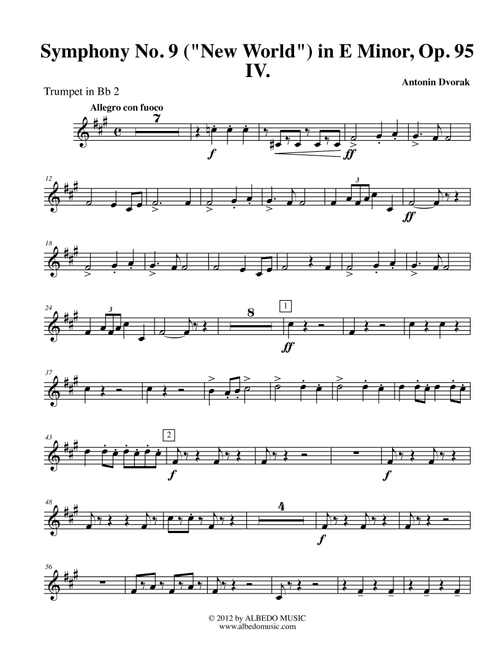 Dvorak Symphony No. 9, New World, Movement IV - Trumpet in Bb 2 (Transposed Part), Op.95 (Arr. Doug Clyde) - Antonín Dvorak (Trumpet Solo)