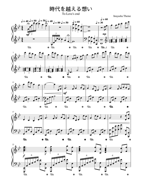 To love's end - inuyasha ost piano