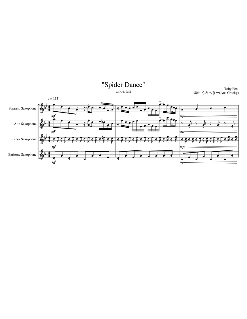 Spider Dance for Saxophone Quartet Sheet music for Saxophone Spider Dance for Saxophone Quartet Sheet music for Saxophone