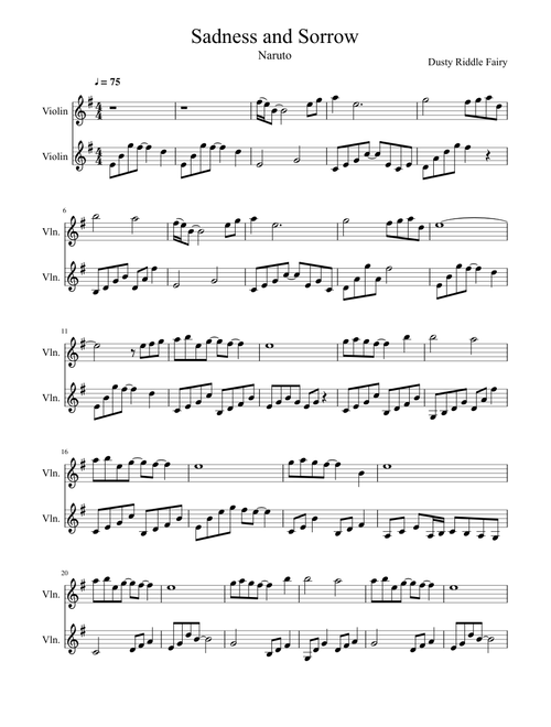 Sadness and Sorrow (2 Violins)