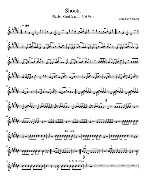 Shoota (Playboi Carti and Lil Uzi Vert) Trumpet Sheet Music