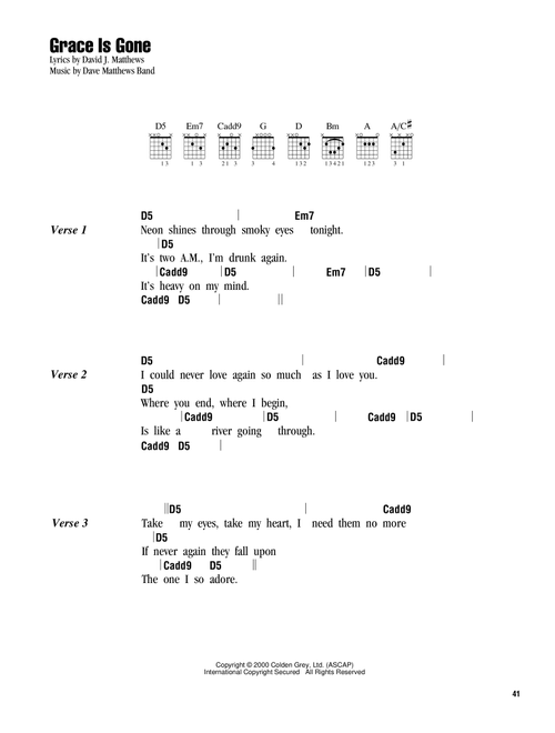 Grace Is Gone - Dave Matthews Band (Guitar Chords-Lyrics)