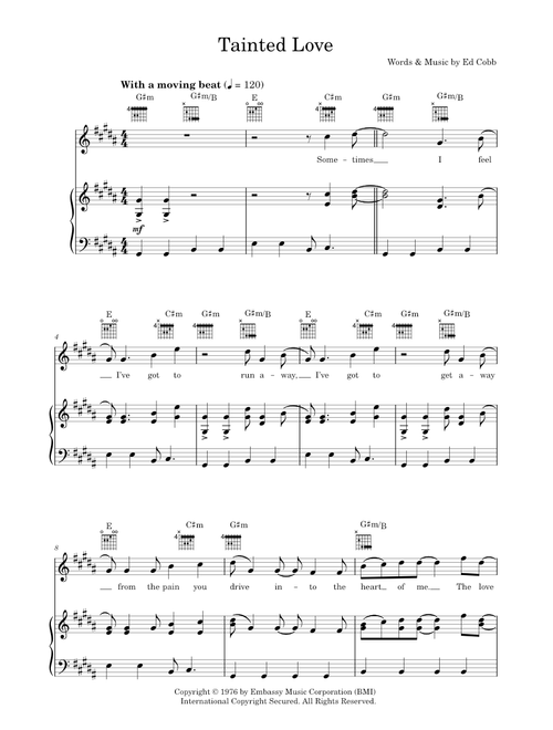 Tainted Love - Marc Almond, Soft Cell (Piano-Vocal-Guitar (Piano Accompaniment))