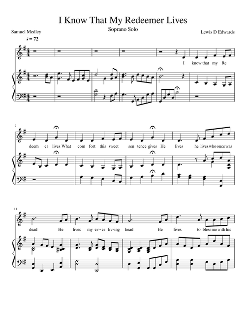 I Know That My Redeemer Lives Soprano Solo