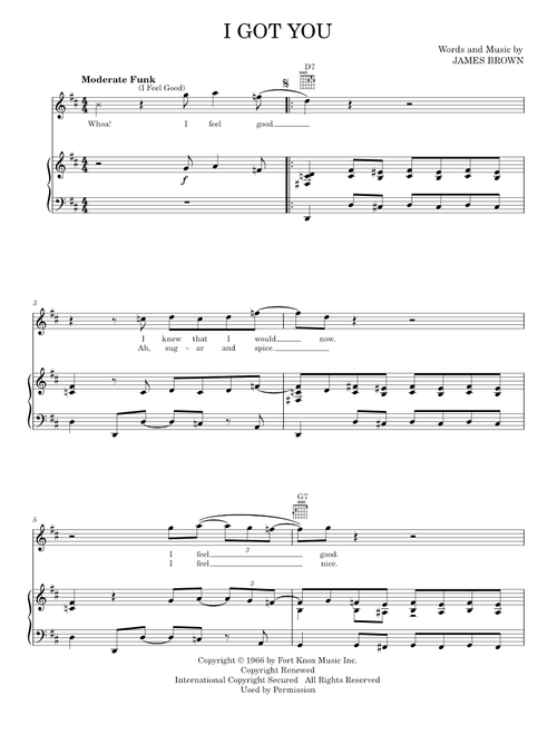 I Got You (I Feel Good) - James Brown (Piano-Vocal-Guitar)