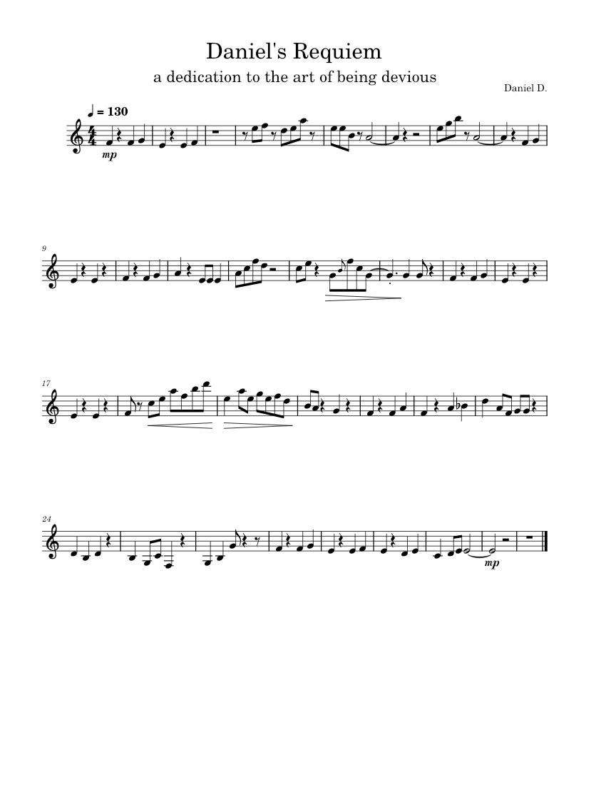 Daniel's Requiem Sheet music for in bflat (Solo)
