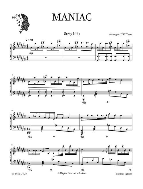 Maniac (Arr. Digital Scores Collection) - Stray Kids (Piano Solo)