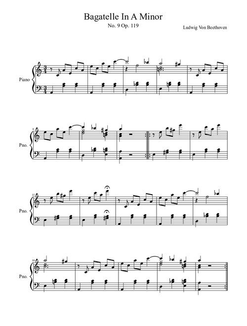 Beethoven - Bagatelle in A Minor No. 9 - Op. 119