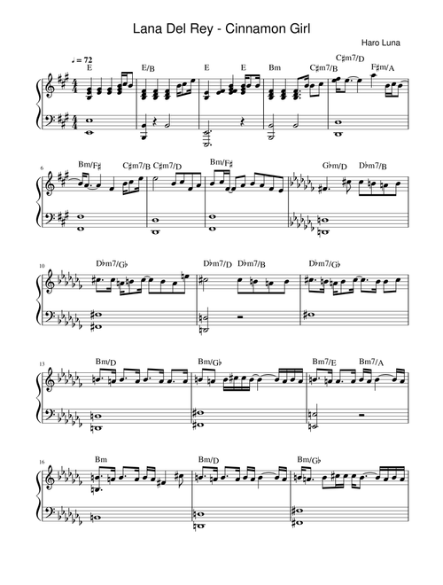 Cinnamon Girl (Arr. Haro Luna) - Elizabeth Grant, Jack Antonoff (Easy Piano)