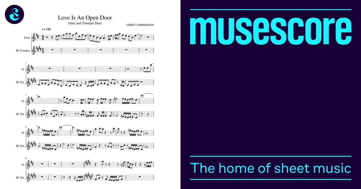 Love Is An Open Door- Trumpet and Fluet Duet Sheet Music for Flute