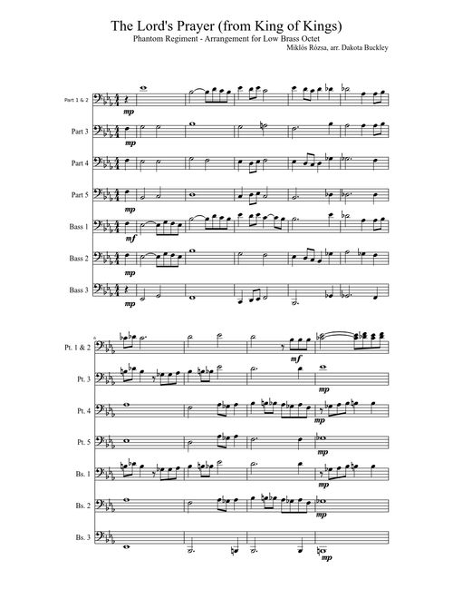 The Lord's Prayer (from King of Kings) Low Brass Arrangement