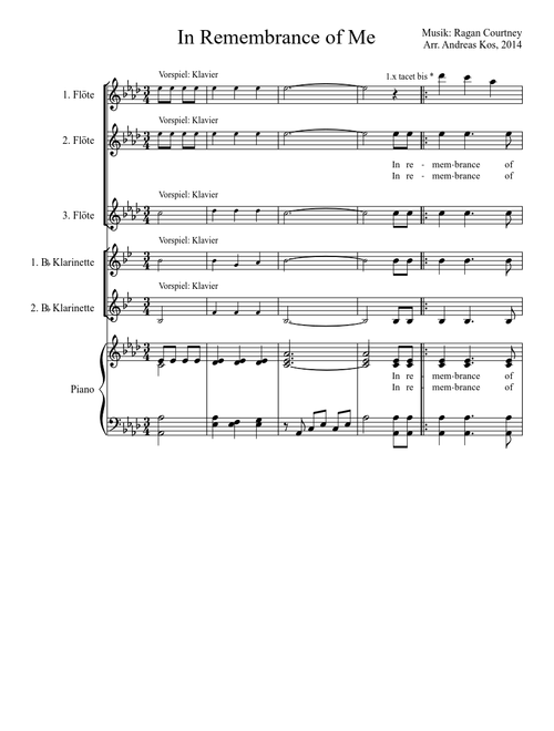 In Remembrance of Me - Woodwind Quartett + Piano
