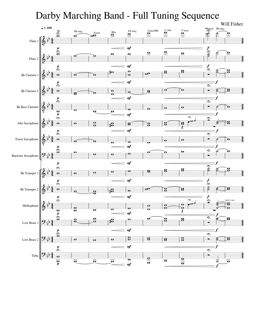 Darby Marching Band Full Tuning Sequence Sheet music for Euphonium