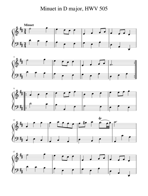 George frideric Handel - Minuet in D major, HWV 505