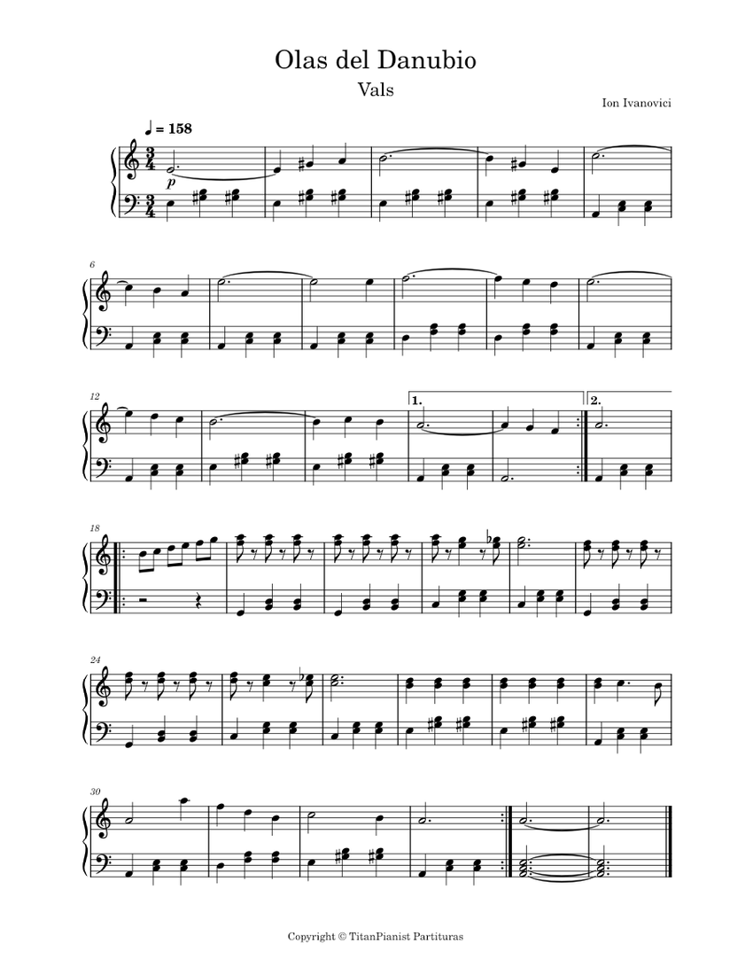 Con Endulzar perdón Olas del Danubio – Ion Ivanovici Olas del Danubio Waves of the Danube -  piano tutorial