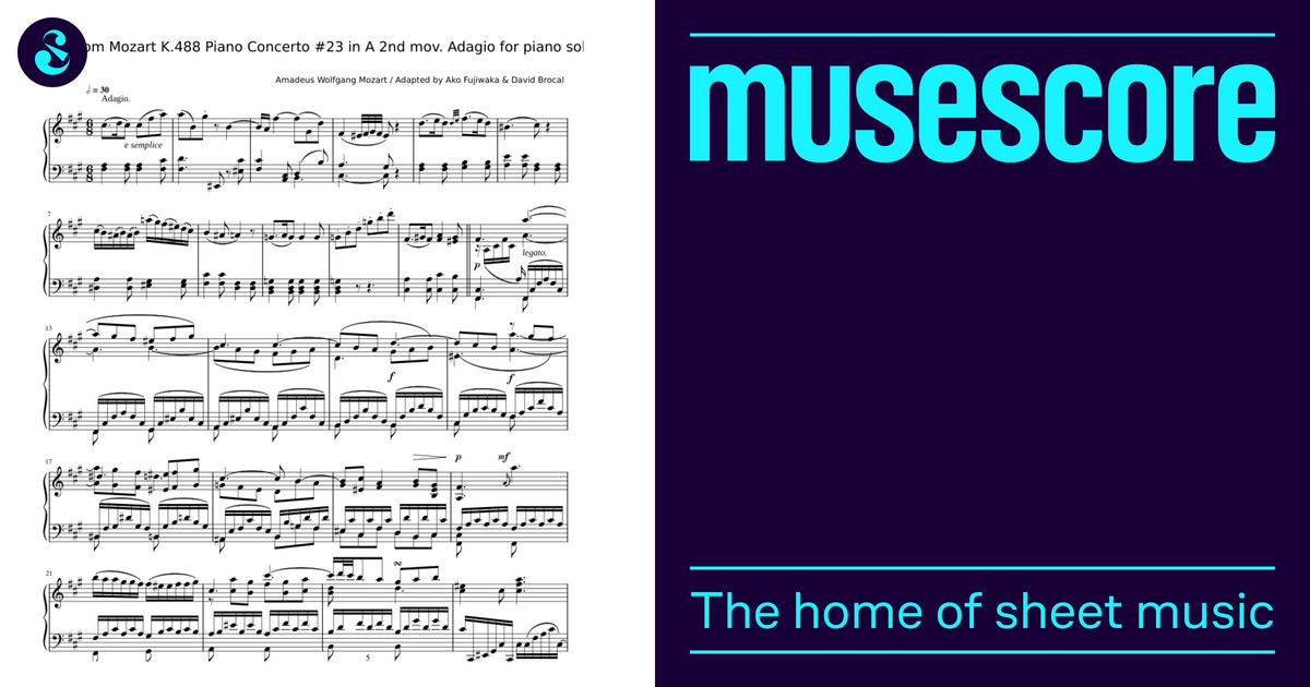 Theme from Mozart K.488 Piano Concerto #23 in A 2nd mov. Adagio