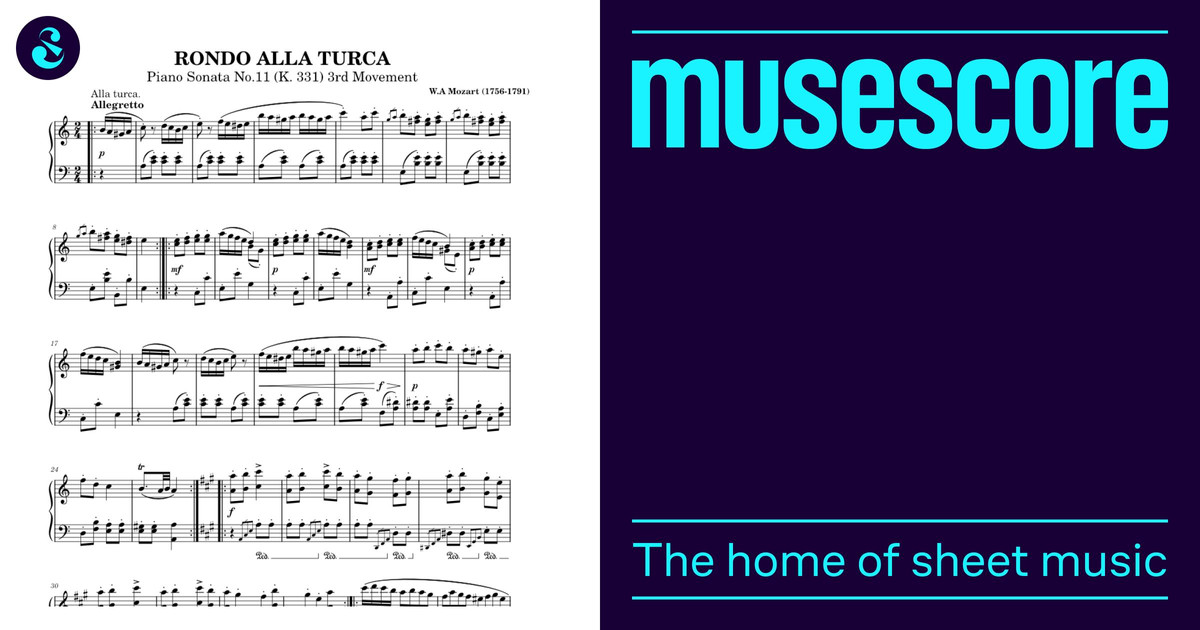 Rondo alla Turca - Wolfgang Amadeus Mozart Sheet Music for Piano (Solo ...