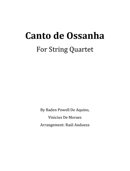 Canto De Ossanha (Arr. Raúl Andueza Blanco) - Astrud Gilberto (String Quartet)