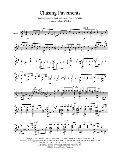 Chasing Pavements (Arr. Peter Wrieden) - Adele (Solo Guitar)