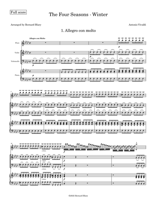 Winter from "The Four Seasons" (Arr. Bernard Blary) - Antonio Vivaldi (Small Ensemble)